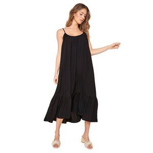 Sugarlips Sun Beam Trapeze Midi Dress in Black Tie Waist Size XS New